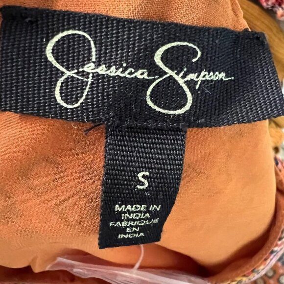 NWT Jessica Simpson Amella Dress Winding Trial Adobe Boho Paisley Flare Sleeve S - Picture 3 of 12